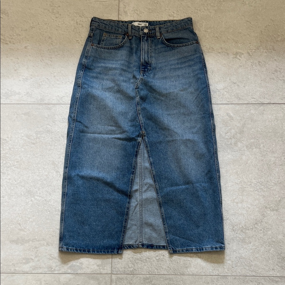 Mango Slit Denim Skirt